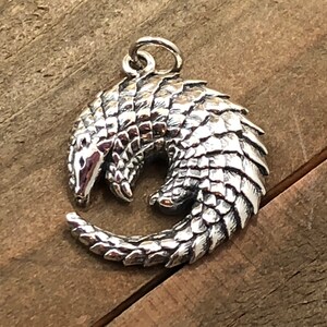 Sterling Silver Pangolin Charm, Pangolin Charm, Pangolin Pendant, Zoo Charm, Zoo Animal, Endangered Species Charm, Jewelry Supplies image 3