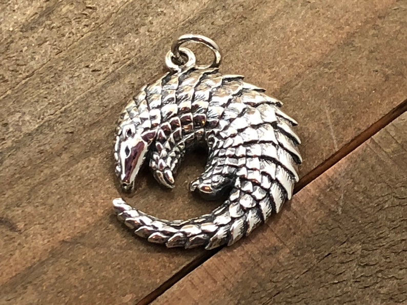 Sterling Silver Pangolin Charm, Pangolin Charm, Pangolin Pendant, Zoo Charm, Zoo Animal, Endangered Species Charm, Jewelry Supplies image 3
