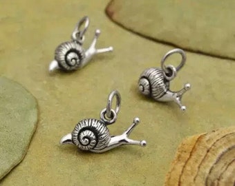 Snail Charm, Sterling Silver Snail Charm, Snail Pendant, Sterling Silver Charms, .925 Sterling Silver Charms, Nature Charm, TINY Charm
