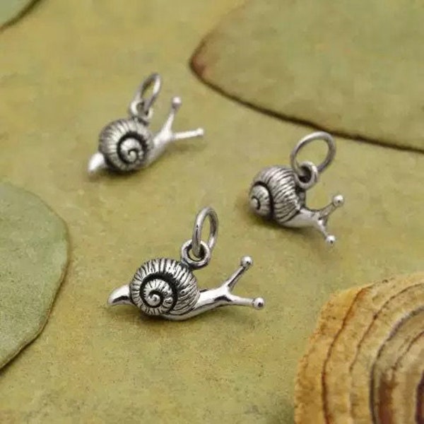 Snail Charm, Sterling Silver Snail Charm, Snail Pendant, Sterling Silver Charms, .925 Sterling Silver Charms, Nature Charm, TINY Charm