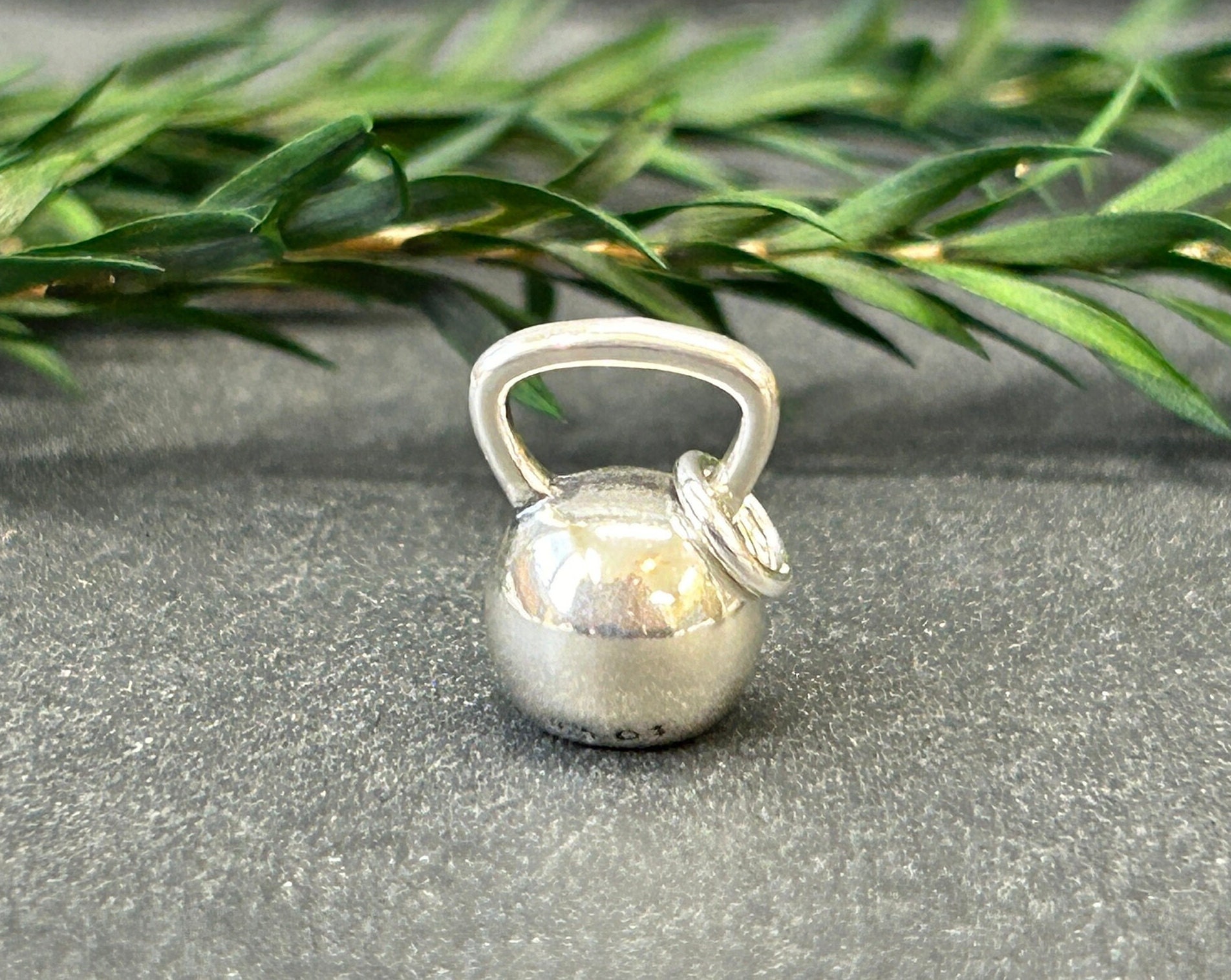 Kettlebell Charm, Fitness Charm, Weightlifting Charm, Exercise Charm, Sterling Silver