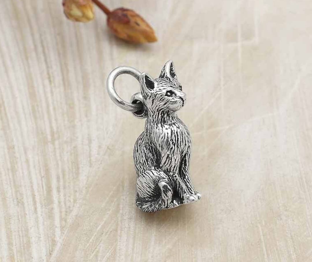Sterling Silver 3D Cat Pendant, Cat Charm, Kitten Charm, Kitty Charm ...