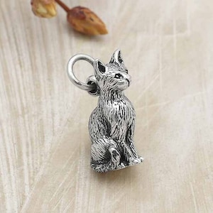 Kitty Cat Sweet Kitten Charm Sterling Silver 3D Design Kitty Cat Sweet Kitten Charm Sterling Silver 3D Design