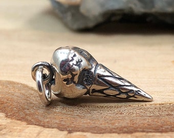 Ice Cream Cone Charm, Ice Cream Cone Pendant, Food Charm, Sterling Silver Charm