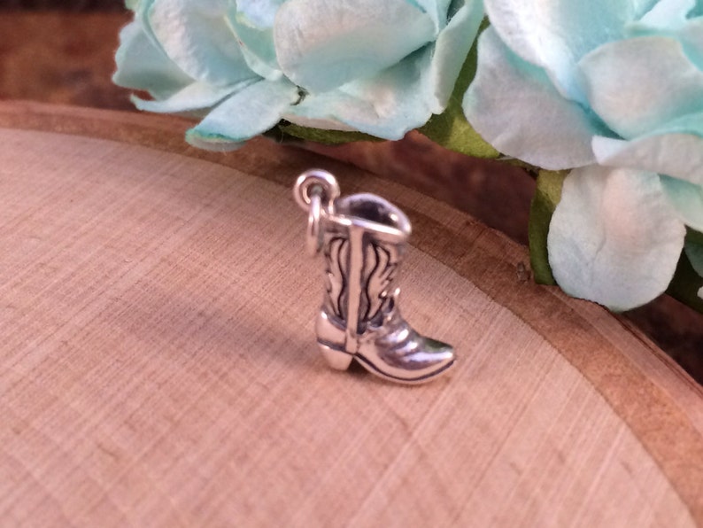 Boot Charm, Boot Pendant, Cowboy Boot Charm, Cowboy Boot Pendant, Western Charm, Western Pendant, Sterling Silver Charm, 1 Piece image 3