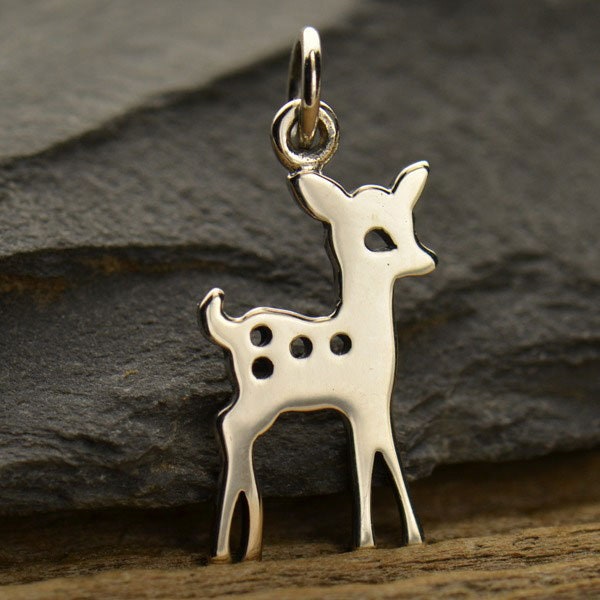 Fawn Charm, Fawn Pendant, Deer Charm, Deer Pendant, Sterling Silver Charm, Sterling Silver Pendant, Woodland Charm, PS0131