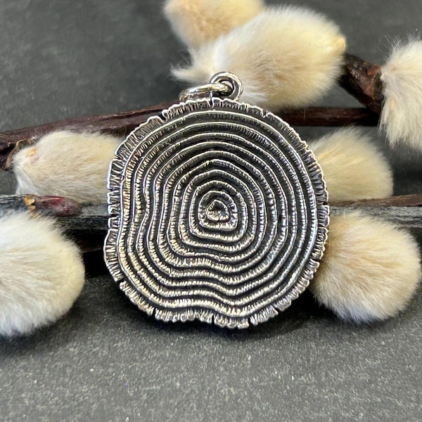 Sterling Silver Tree Growth Ring Pendant, Sterling Silver Tree Pendant, Sterling Silver Charm, Forest Charm, Outdoors Charm, Nature Charm