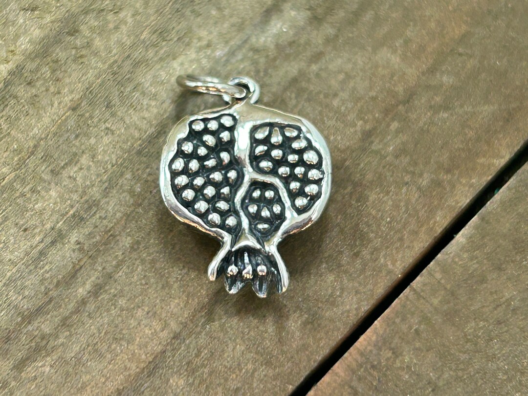 Sterling Silver Pomegranate Charm, Pomegranate Pendant, Food Charm ...