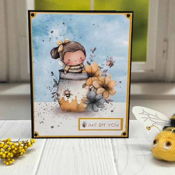 Greeting Card, Handmade Cards, Handmade Greeting Card, Just Bee You Happy, Bee Happy Card, Bee Card, Spring Gift, Friendship Gift