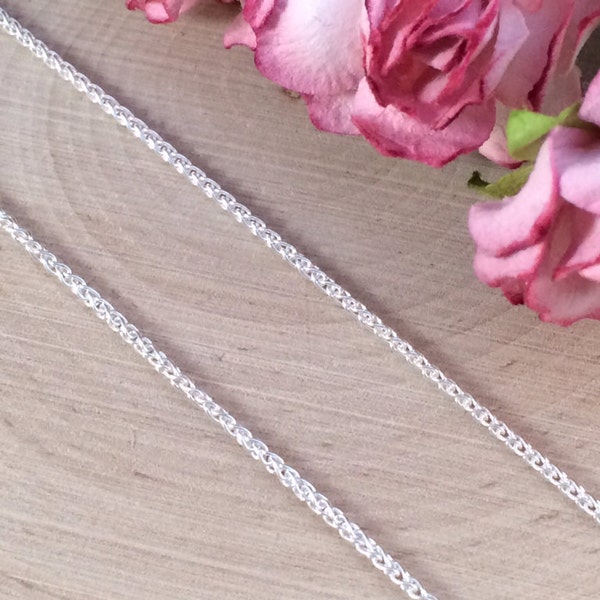 Necklace Chains, Rope Chain, Replacement Chains, Sterling Silver Chains, Wheat Spiga Chain, Sterling Silver,18 Inch Chain, CS180202