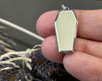 Sterling Silver Coffin Locket Charm, Coffin Charm, Casket Charm, Funeral Charm, Vampire Charm, Halloween Charm, Sterling Silver Charm