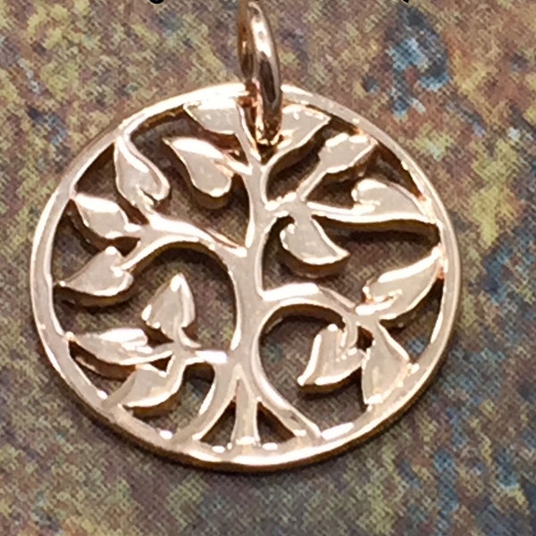 Tree of Life Pendant, Tree of Life Charm, Rose Gold Plated Sterling Silver Tree of Life, Family Tree Pendant, Family Tree Charm, Small