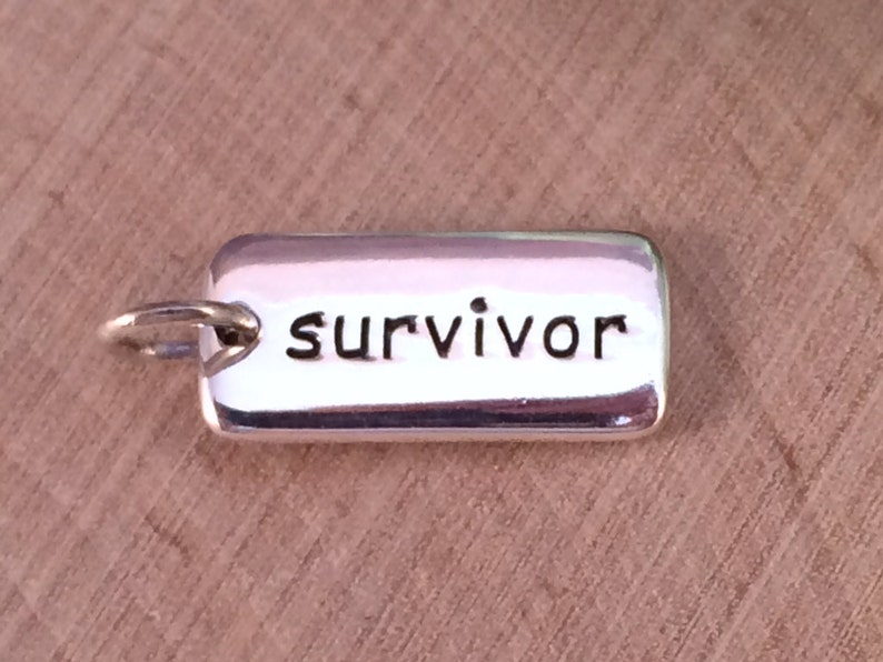 Word Tag Survivor Pendant Cancer Survivor Charm Cancer Survivor Jewelry Sterling Silver PS01155 Word Charm Survivor Charm