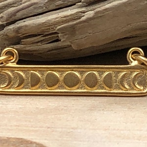 Moon Charm, Phases of the Moon Charm, Etched Phases of the Moon Charm, Celestial Charm, Moon Phases Charm, Gold Plated Sterling Silver