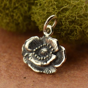 Poppy Charm, Poppy Flower Charm, California Charm, Flower Charm, Sterling Silver Charm, Flower Pendant, PS01265