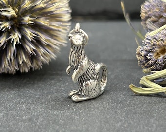 Sterling Silver Ferret Charm, Ferret Pendant, Sterling Silver Charm, Animal Charm, Sterling Silver Charm