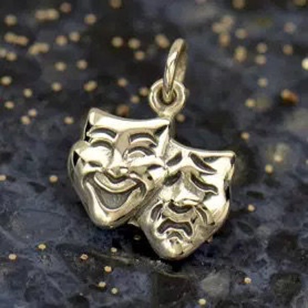 Theater Mask Charm, Comedy and Tragedy Charm, Acting Charm, Actor Charm, Actress Charm, Play Charm, Musical Charm, Sterling Silver, PS01636