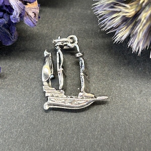 Pirate Ship Charm, Pirate Ship Pendant, Pirate Charm, Pirate Pendant, Boat Charm, Boating Charm, Sterling Silver