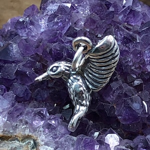 Hummingbird Charm, Hummingbird Pendant, Sterling Silver Hummingbird Charm, Bird Charm, Bird Pendant, Jewelry Supplies