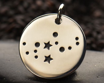 Zodiac Charm, Virgo Charm, Zodiac Constellation Charm, Sterling Silver, Necklace Charm, Necklace Pendant, PS01506