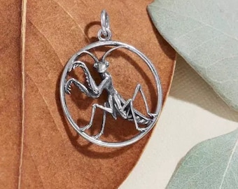 Sterling Silver Praying Mantis Pendant, Praying Mantis Charm, Mantis Charm, Mantis Pendant, Sterling Silver Charms, Insect Charm