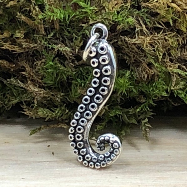 Octopus Charm, Octopus Tentacle Charm, Sterling Silver Octopus Charm, Kraken Charm, Sea Life Charm, Beach Charm