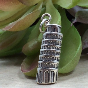 Leaning Tower of Pisa Charm, Leaning Tower of Pisa Pendant, Italy Charm, Sterling Silver Charm, Sterling Silver Pendant