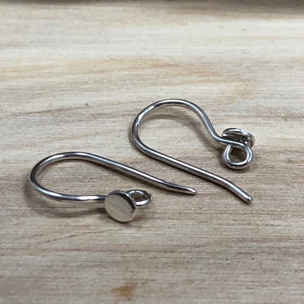Ear Wires, Sterling Silver Ear Wires with Dot, Earring Hooks, Earring Components, Earwires, Jewelry Findings, 1 Pair