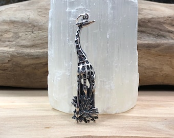 Sterling Silver Giraffe Outline Charm Pendant With Diamond - Fine Jewelry Gift - View #7