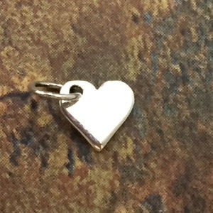 Small Heart Charm, Heart Pendant, Tiny Heart Charm, Flat Heart Charm,Sterling Silver Heart Charm, Sterling Silver Heart Pendant, PS01110 image 3