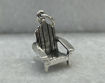 Charm de silla Adirondack, Charm de silla Adirondack de plata esterlina, Charm de silla de playa, Charm de silla, Charm de plata esterlina