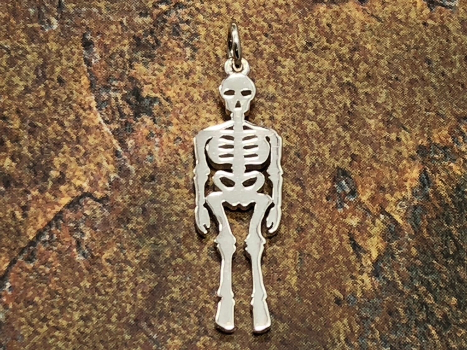 Skeleton Charm Skeleton Pendant Sterling Silver Charm Etsy