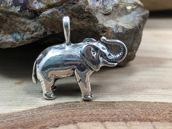 Elephant Charm, Lucky Elephant Charm, Elephant Pendant, Sterling Silver Charm, Silver Pendant, 3D Elephant Charm