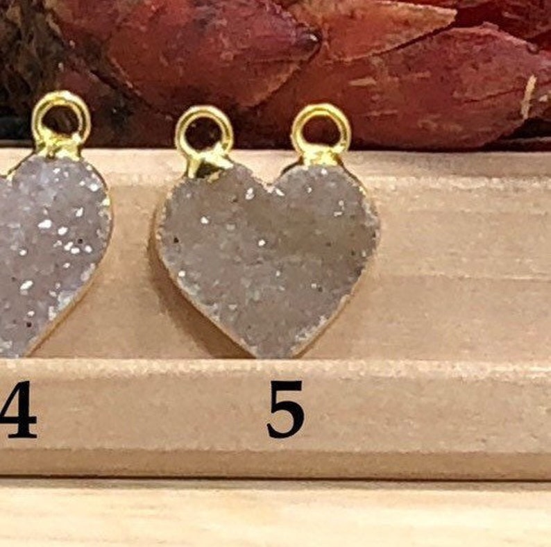 Heart Connector Drusy PG09D Druzy Petite One of a Kind Pieces Druzy Heart Pendant Gold Plated Pendant Natural