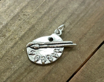Artist Palette Charm, Palette Pendant, Artist Charm, Palette Charm, Painter Charm, Painter Gift, Artist Gift, Sterling Silver