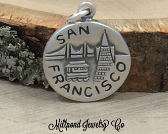 San Francisco Charm, California Charm, San Francisco Pendant, Sterling Silver San Francisco Charm, Sterling Silver Charm, PS31103