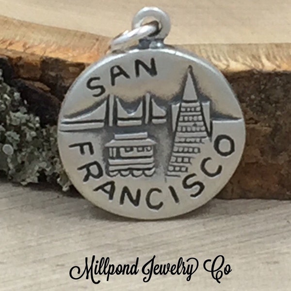 San Francisco Charm, California Charm, San Francisco Pendant, Sterling Silver San Francisco Charm, Sterling Silver Charm, PS31103