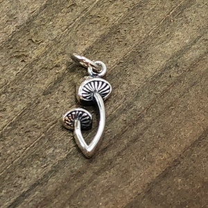Sterling Silver Mushroom Charm, Sterling Silver Three Mushroom Charm, Nature Charm, Woodland Charm, Sterling Silver Mushroom