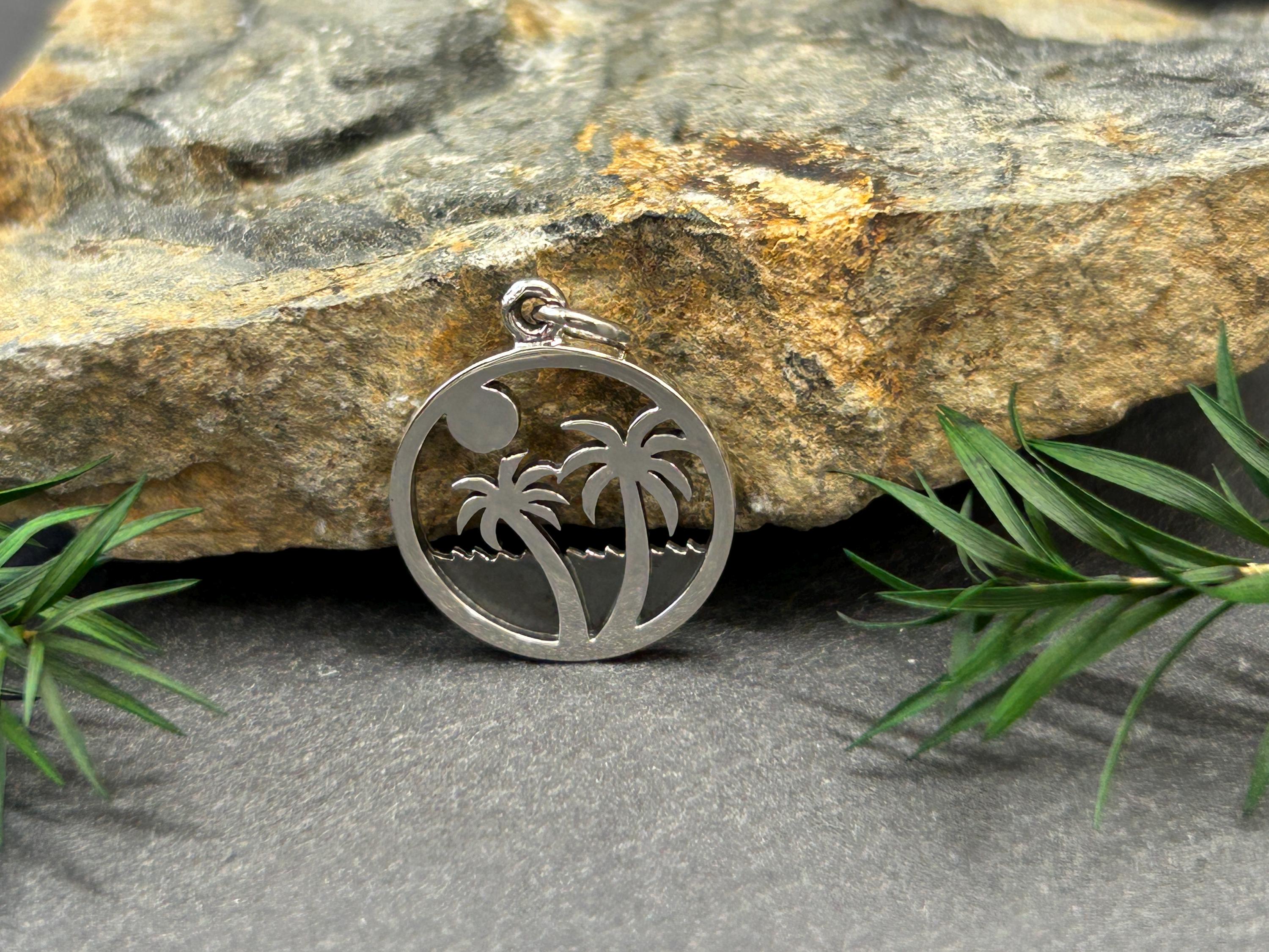 PALM TREES ISLAND Photo Charm – 9mm Italian Link Bracelet Charm In Stainless Steel (GA016) - View #4