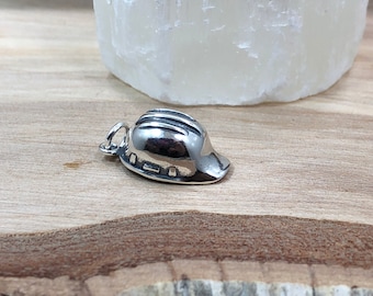 Sterling Silver Hard Hat Charm, Hard Hat Charm, Construction Worker Gift, Construction Worker Charm