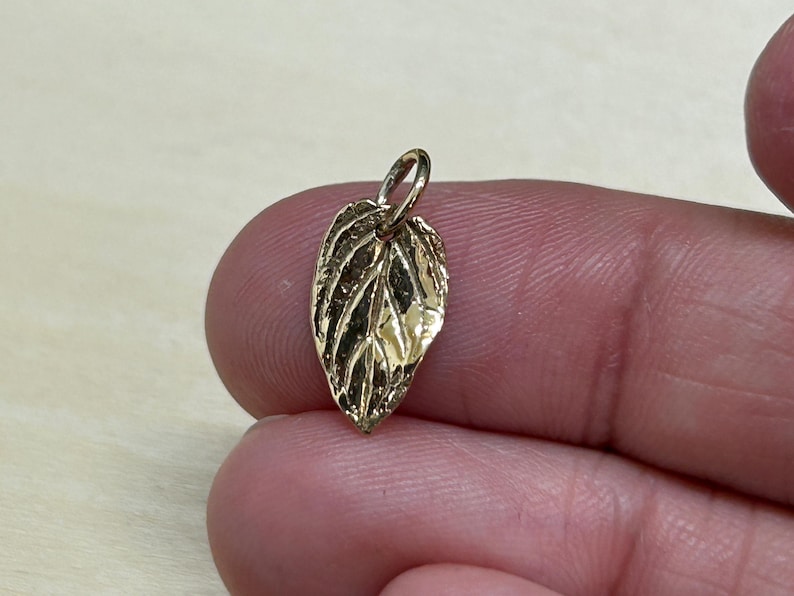 Leaf Charm, Leaf Pendant, Nature Pendant, Nature Charm, Small Leaf Charm, Natural Bronze Charm bild 2