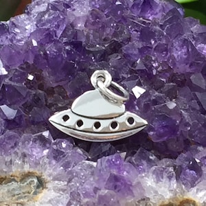 UFO Charm, Flying Saucer Charm, Spaceship Charm, Space Charm, Outer Space Charm, Alien Charm, Sterling Silver