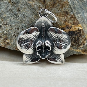 Orchid Charm, Sterling Silver Orchid Charm, Flower Charm, Sterling Silver Charm, Flower Pendant, Mother&#39;s Gift, Woman&#39;s Gift