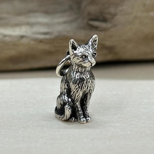 Sterling Silver 3D Cat Pendant, Cat Charm, Kitten Charm, Kitty Charm, Cat Charm, Sterling Silver Cat Charm, Animal Lover Charm, Animal Charm