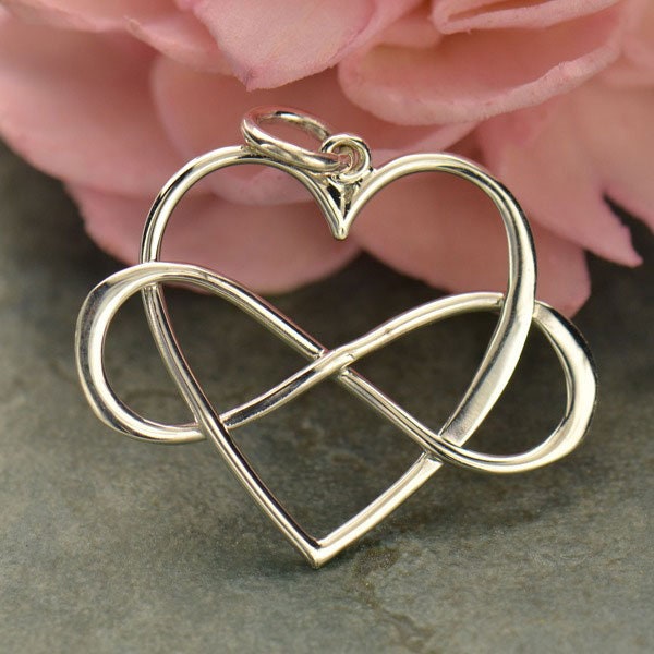 Infinity Heart Charm, Infinity Charm, Large Heart Charm, Infinity Link, Infinity Charm, Infinity Pendant, Sterling Silver, PS01368