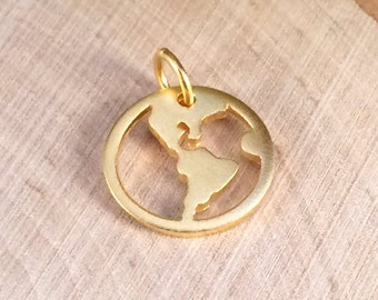 Globe Charm, Globe Pendant, World Charm, World Pendant, Round Globe Cut Out Charm, Gold Charm, Globe Trotter Charm, PG0136