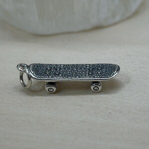 Sterling Silver Skateboard Charm, Skateboarder Charm, Sterling Silver Skateboarder Charm, Sports Charm, Sterling Silver