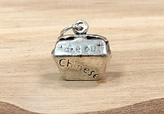 Chinese Take Out Charm, Chinese Food Charm, Fast Food Charm, Food Charm, Sterling Silver Charms