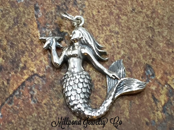 Mermaid Charm Mermaid Pendant Princess Charm Sterling Silver