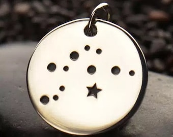 Zodiac Charm, Aquarius Charm, Zodiac Constellation Charm, Sterling Silver, Necklace Charm, Necklace Pendant, PS01499